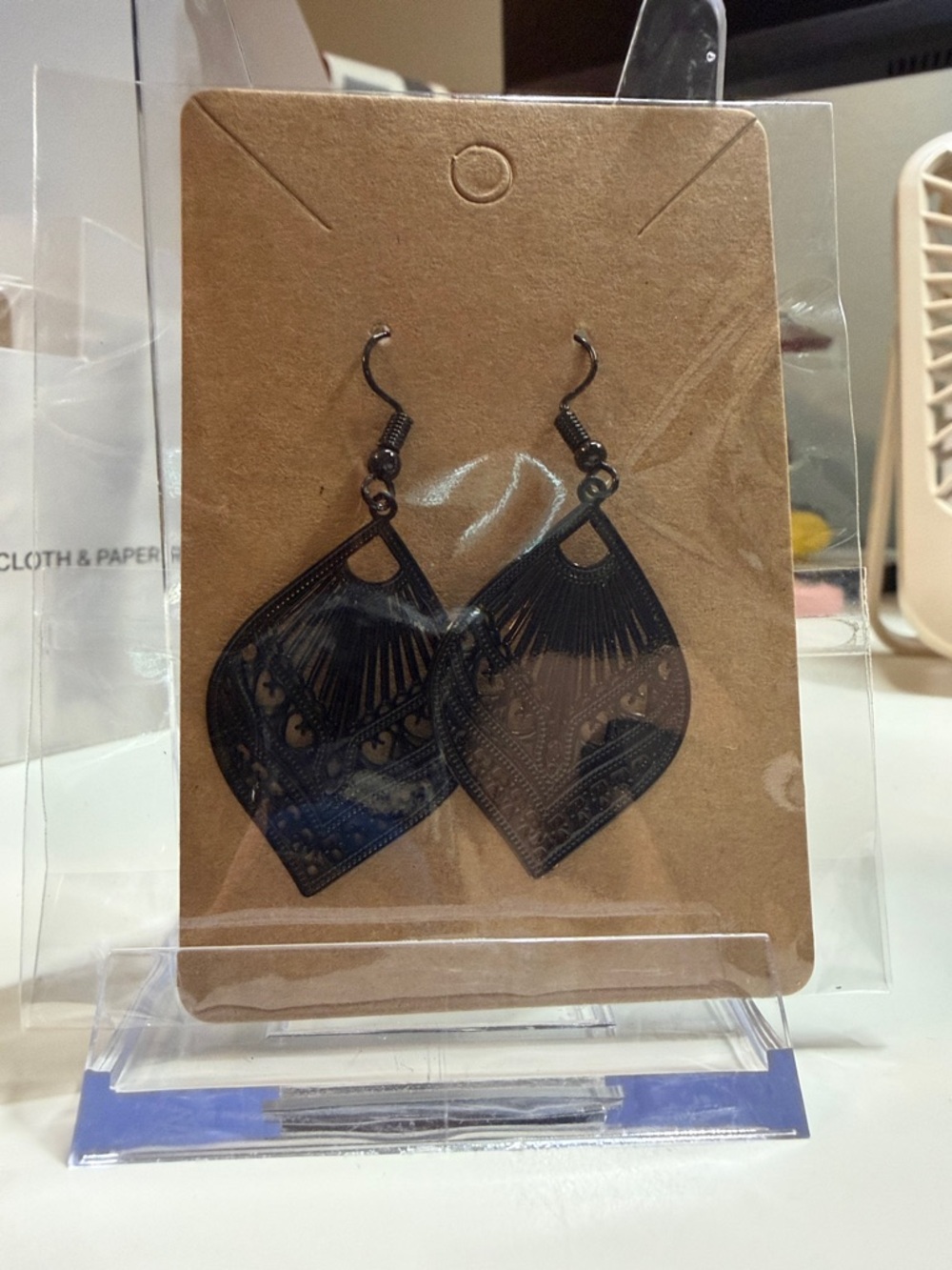 Black Filigree Leaf Drop Earrings - Women Jewelry Earrings